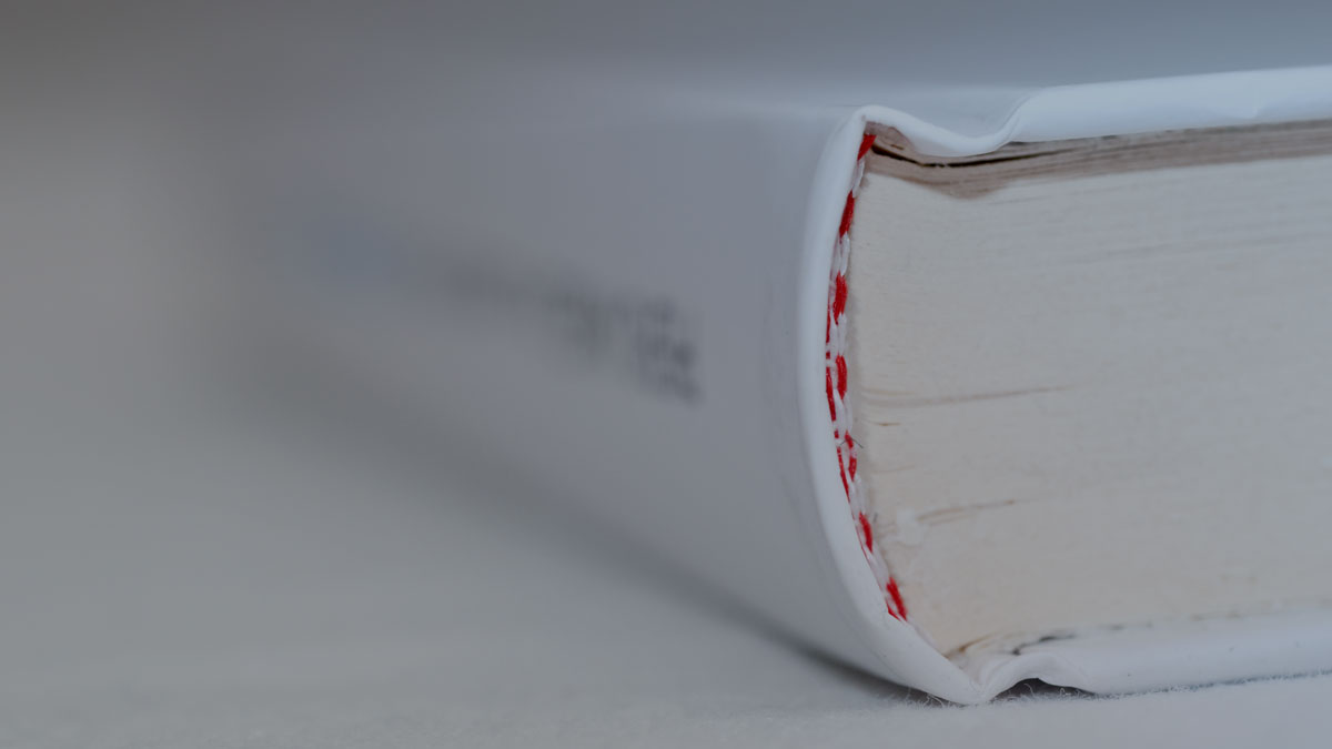 Closeup of a book binding.